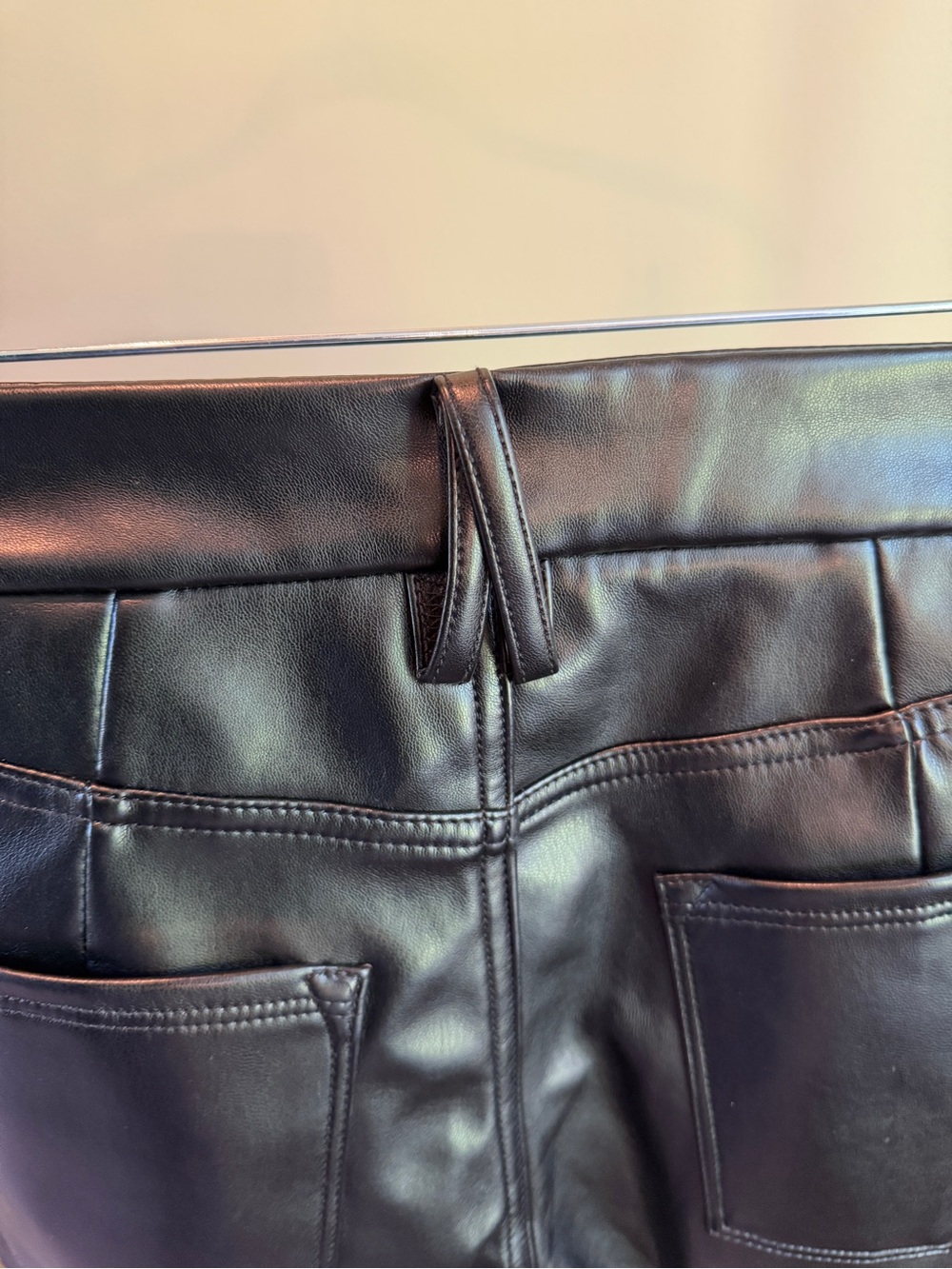Good American Icon Black Faux Leather Straight Pants - Picture 5 of 8